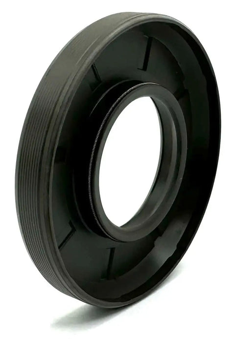 Viton Oil Seal 35x72x10mm Double Lip With Spring HMS5 For Machinery And Automotive Applications High Temp Waterproof Rubber Seal Durable Industrial Grade Seal Ring, black seal angled view