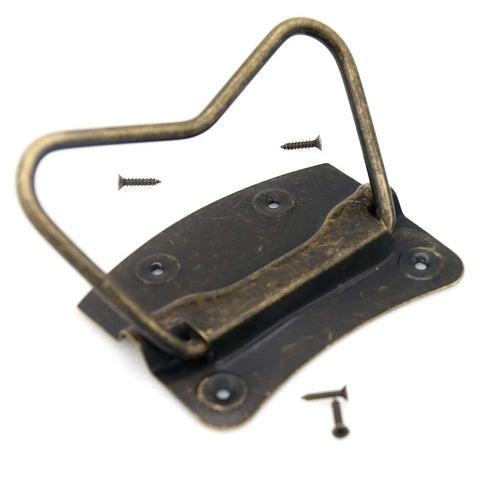4 Pieces Vintage Style Lifting Handle Chest Pull With Distressed Antique Brass Finish for wooden boxes and chests, angle view