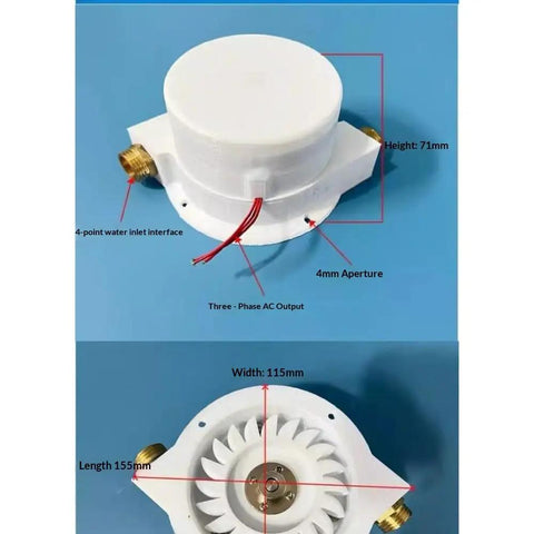 High Efficiency Micro Hydroelectric Generator Kit Powers Up To 100W Output Converts Water Flow To 1 To 60V AC With Pelton Impulse Turbine