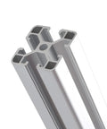 Pro Grade 4040 T Slot Aluminum Extrusion Profile 48 Inch 1220 Millimeter Slick Anodized Silver Rail close-up view showing profile details.