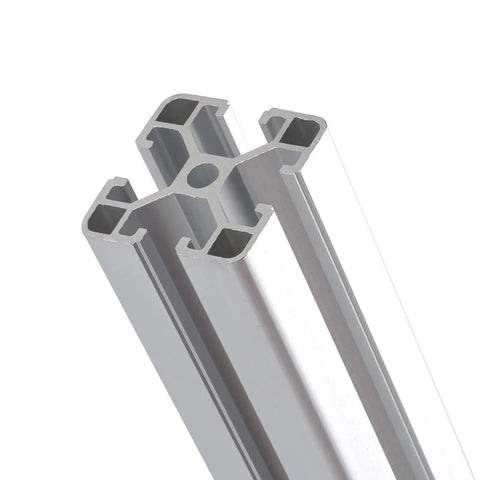 Pro Grade 4040 T Slot Aluminum Extrusion Profile 48 Inch 1220 Millimeter Slick Anodized Silver Rail close-up view showing profile details.