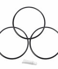 Whole House O Ring Replacement Kit For Filter Housings Fits Standard Twenty Inch Filter Housings Five Point Five Inch OD O Rings Three Pack BPA Free Nitrile Rubber Thermal Resistant Pro Seal Leak Proof Seals Includes Lubricant Tube shown
