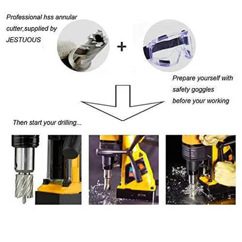 JESTUOUS annular cutter kit for magnetic drill press; Weldon shank, 3/4 in diameter, 2 in depth; includes two flat HSS bits.