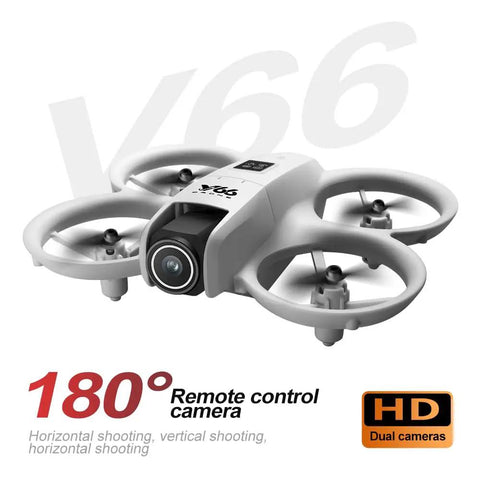 Palm Sized FPV Drone With Dual Cameras For Beginners showcasing remote control camera and propeller design.