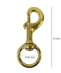 Heavy Duty Brass Flagpole Snap Clips Two Piece Set With Swivel Eyelet And Secure Halyard Rope Attachment For Outdoor American Flags, 3.1 inch brass clip.