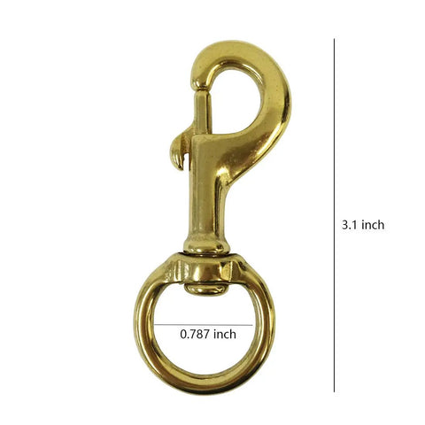 Heavy Duty Brass Flagpole Snap Clips Two Piece Set With Swivel Eyelet And Secure Halyard Rope Attachment For Outdoor American Flags, 3.1 inch brass clip.
