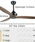 52 Inch Slick Ceiling Fan With Heavy Duty Solid Wood Blades And Silent Remote Control Smooth Airflow Top Tier Cooling For Your Summer Chill Vibe showcasing motor and remote options.