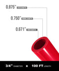 3/4 Inch PEX B Red Tubing 300 Ft For Hot Water And Potable Water Lines Indoor Outdoor Use Budget Friendly Plumbing Pipe Cross-section