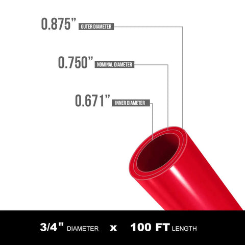 3/4 Inch PEX B Red Tubing 300 Ft For Hot Water And Potable Water Lines Indoor Outdoor Use Budget Friendly Plumbing Pipe Cross-section
