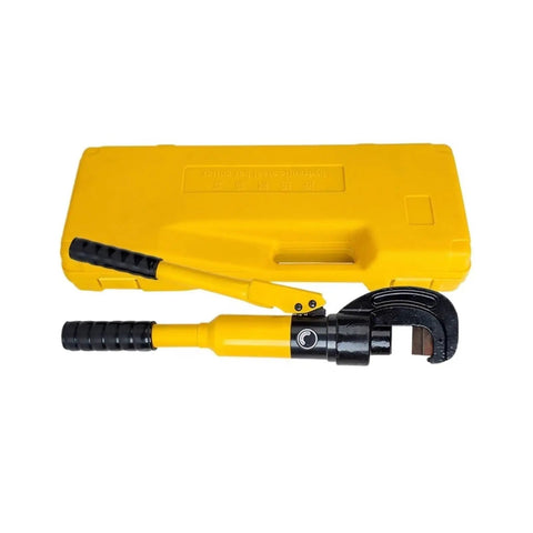 Heavy Duty Hydraulic Scissors Cutting Machine Portable Rebar Shear 6T To 13T Manual Steel Bar Cutter in yellow case.