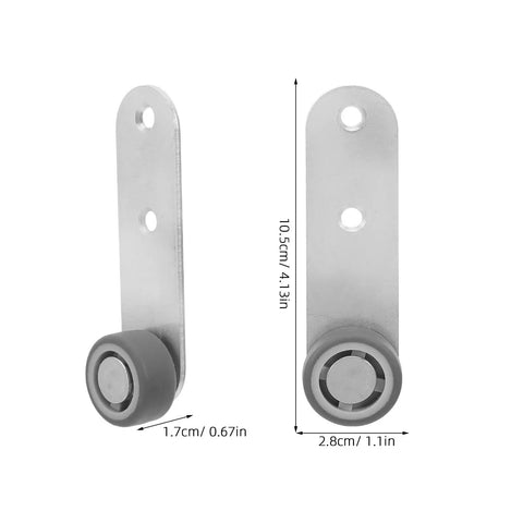 Premium 6 Pack Silver Sliding Door Roller Casters With Reinforced Steel Core And TPE Wheels Includes Anti Sagging Floor Guide For Barn Doors That Glide Damn Smooth Every Time, showcasing steel bracket and TPE wheel.