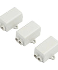 Three Heavy Duty T Shape Terminal Block Quick Wire Connectors 1000V 100A in white, designed for easy branching without cutting.