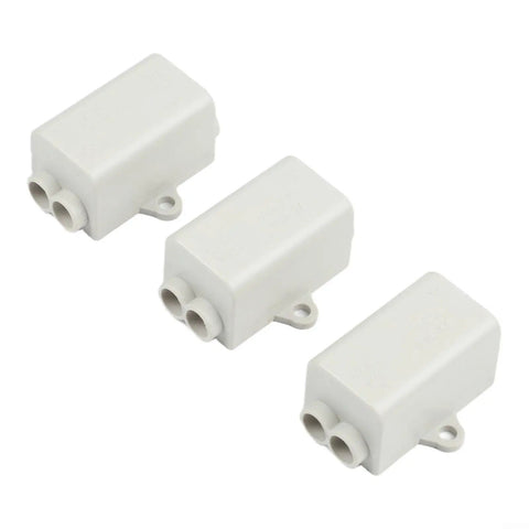 Three Heavy Duty T Shape Terminal Block Quick Wire Connectors 1000V 100A in white, designed for easy branching without cutting.