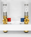 Washing Machine Outlet Box With Center Drain And Stainless Water Hammer Arrestor, 1/2 Inch Push-Fit Inlet, 9.25 x 3.5 x 8 Inches