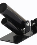 Black cylindrical handles and rectangular base of Fitness Training Bar With Cylindrical Handles And Rectangular Base For Strength Training And Weight Lifting Built As A Beefy And Stable Deadlift And Row Frame For Controlled Pulls And Progressive Workouts