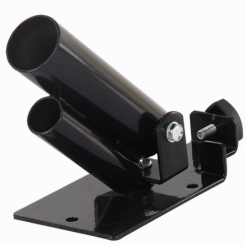 Black cylindrical handles and rectangular base of Fitness Training Bar With Cylindrical Handles And Rectangular Base For Strength Training And Weight Lifting Built As A Beefy And Stable Deadlift And Row Frame For Controlled Pulls And Progressive Workouts