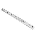 QWORK gap gauge feeler tool with white handle and metal ruler marked 0.4–6 mm