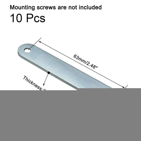 10Pcs Flat Mending Corner Brace Plate Set 76x12mm for Quick Fixes, Silver Tone detail with dimensions and thickness