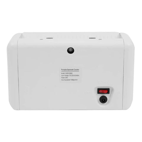 Back view of Portable Rechargeable Money Counter With UV And MG Detection For Counterfeit Bills Multi Currency Support Lightweight