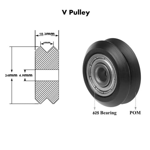 Plastic Pulleys With Bearings For 2020 European Standard V Groove Perlin Wheel Linear Roller Guides diagram and photo