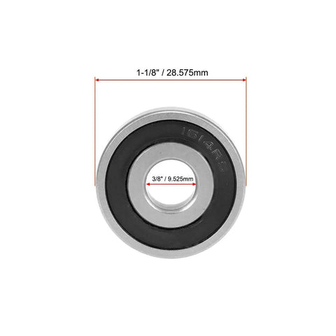 Deep Groove Ball Bearing 1614-2RS 4 Pack Sealed On Both Sides Three Eighths Inch Inner Diameter One And One Eighth Inch Outer Diameter Three Eighths Inch Width ABEC 1 Tolerance Z2 Noise Level Chrome Steel Bearings, sealed bearing size diagram