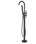 Dope Matte Black Freestanding Tub Filler Faucet With Shower And Handheld Sprayer Two Handle Floor Mount Stand Mixer Valve For Bathroom