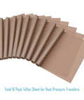 10 Pack PTFE Teflon Sheets for Heat Press 16x24 Inches Non Stick Ultra High Temp Heat Resistant Craft Mats for Transfers Vinyl Sublimation