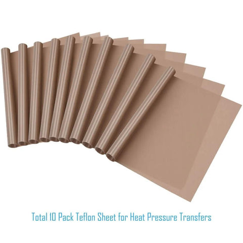 10 Pack PTFE Teflon Sheets for Heat Press 16x24 Inches Non Stick Ultra High Temp Heat Resistant Craft Mats for Transfers Vinyl Sublimation