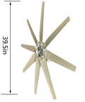 Rugged 13000W Wind Turbine Kit for Home Off Grid Power 12V 24V 48V Windmill With Controller Plug And Play Setup Low Start Wind Speed High Efficiency Quiet Operation, close-up of turbine blades, 39.5 inches length.