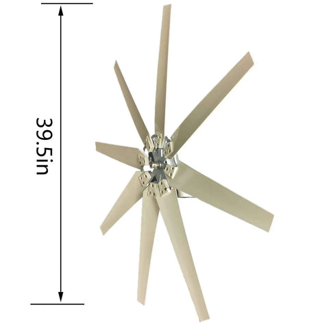 Rugged 13000W Wind Turbine Kit for Home Off Grid Power 12V 24V 48V Windmill With Controller Plug And Play Setup Low Start Wind Speed High Efficiency Quiet Operation, close-up of turbine blades, 39.5 inches length.