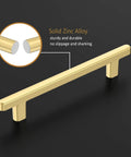 Gold Cabinet Pulls 5 Inch Center To Center 6.4 Inch Overall Length Brushed Gold Drawer Hardware for Cabinets Cupboards Kitchen and Bathroom Solid Metal Rust Proof Easy To Install 10 Pack
