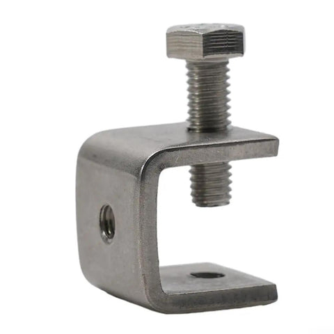 Heavy Duty Stainless Steel C Clamps For Welding And Construction, 0 To 20mm Jaw Opening, close-up view of a silver metal clamp with an M6 screw.