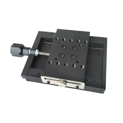 Motorized Rotary Positioning Stage PT-SD102PS with electric rotary platform, precision X axis slide table 50mm travel, close-up view