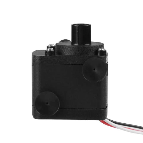 Kick Heat Out With This 12V DC Mini CPU Water Cooling Pump Featuring 300 Liter Per Hour Flow Rate And 1800 RPM For Super Quiet Desktop Gaming Rig Heat Dissipation Setup, black plastic pump with wires.