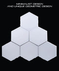 12 Pack LED Hexagon RGB Lights Modular Touch Sensitive Wall Light Kit With Magnetic Reusable Tiles in pyramid arrangement
