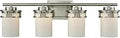 Ravendale Four Light Vanity Light In Brushed Nickel With White Glass Transitional Indoor Bath Fixture 27 Inch Width Built To Last Durable Metal