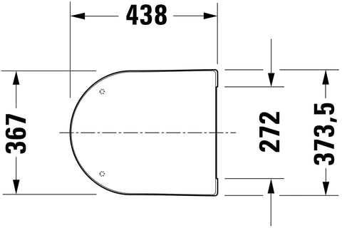 Technical drawing of Dope Compact ME Toilet Seat And Cover By Starck White With Stainless Steel Hinges Automatic Soft Close Lid dimensions