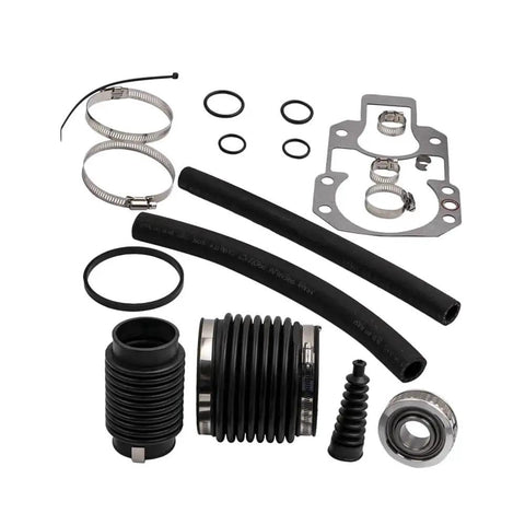 Universal Beam Seal Bellows Kit For Marine Engines 30-803097T1 Repair Reseal Assembly Accessories To Fix Leaks And Restore Protection, black rubber bellows and clamps