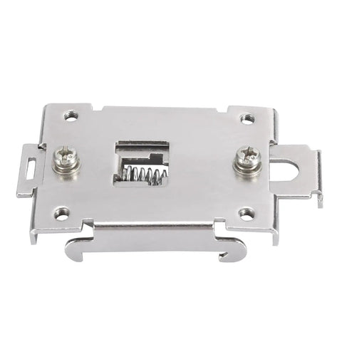 Four Pack 35MM DIN Rail Mounting Clip For Solid State Relay Mounting Rack In Stainless Steel With Screws Chinese Standard Easy Install Ideal SSR Mounting Kit For Single Phase Projects And Industrial Panels, showing a single stainless steel clip with visible mounting screws.