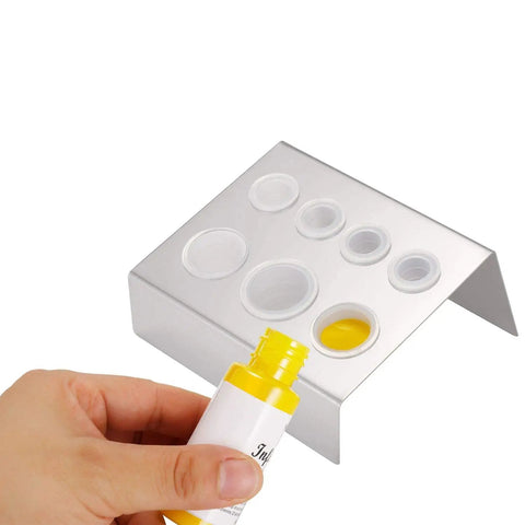 Pro Grade Stainless Steel Tattoo Ink Cup Holder Stand, 5 Piece 7 Holes Pigment Cup Caps Organizer for Ink Bottles in Use