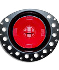 Heavy Duty Floor Mount Bathtub Drain Flange In Pure White Finish With Seamless Hook Ups And A Straight Up No Hassle Install For Standard Tub Models, black and red design.