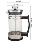 French Press Coffee Maker With Ergonomic Handle, Food Grade Stainless Steel Turkish Coffee Pot And Espresso Brewer, shown in side view
