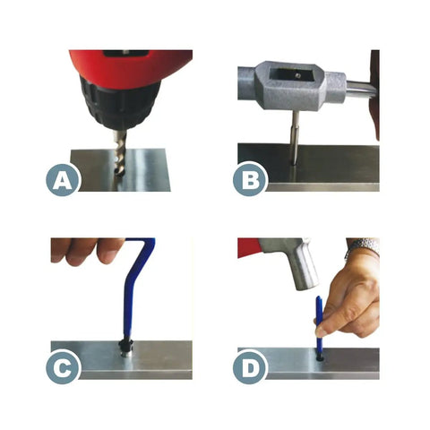 Steps using M5 X 0.8 Helical STI Thread Repair Kit, 31 Piece Set With 25 Stainless Steel Inserts, Tap, Drill, Driver And Tang For Quick, Solid Thread Fixes In Damaged Holes