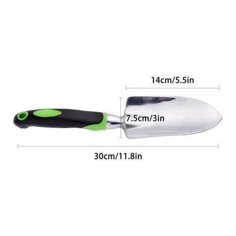 Garden Trowel And Wide Hand Shovel with pointed tip and soft rubberized non-slip ergonomic handle, 30 cm aluminum