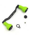 Upgrade Your Gear With This Epic Carbon Fiber Fishing Reel Handle Arm Set Featuring Double TPE Knobs Perfect For Smooth Cranking And Total Control In Green, with nut and washer