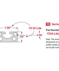 Kickstart Your Next Rad Mod With This Pro Grade 1.5 X 0.75 T Slotted Aluminum Extrusion Linear Slot Bar Rail dimensions diagram.