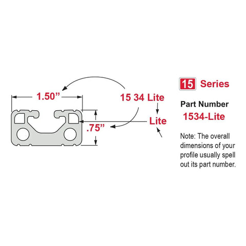 Kickstart Your Next Rad Mod With This Pro Grade 1.5 X 0.75 T Slotted Aluminum Extrusion Linear Slot Bar Rail dimensions diagram.