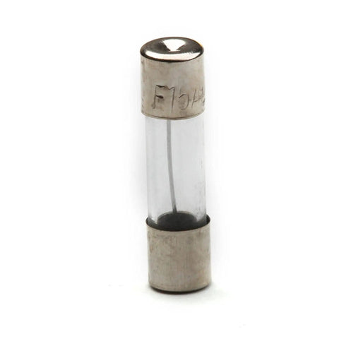 Close-up of a 5x20mm glass fuse from Assorted Glass Tube Fuses Kit 5x20mm Quick Blow 0.2A To 30A 250V Fast Blow Set, tin plated ends.