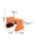 Precision Woodworking Clamp And Drilling Holding Clip with adjustable positioning in orange alloy, dimensions 5.9x3.74x2.56 inches.