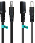 2-Pack 6 Foot DC Extension Cord 2.1mm X 5.5mm Male To Female Power Cable For CCTV Security Cameras IP Cameras